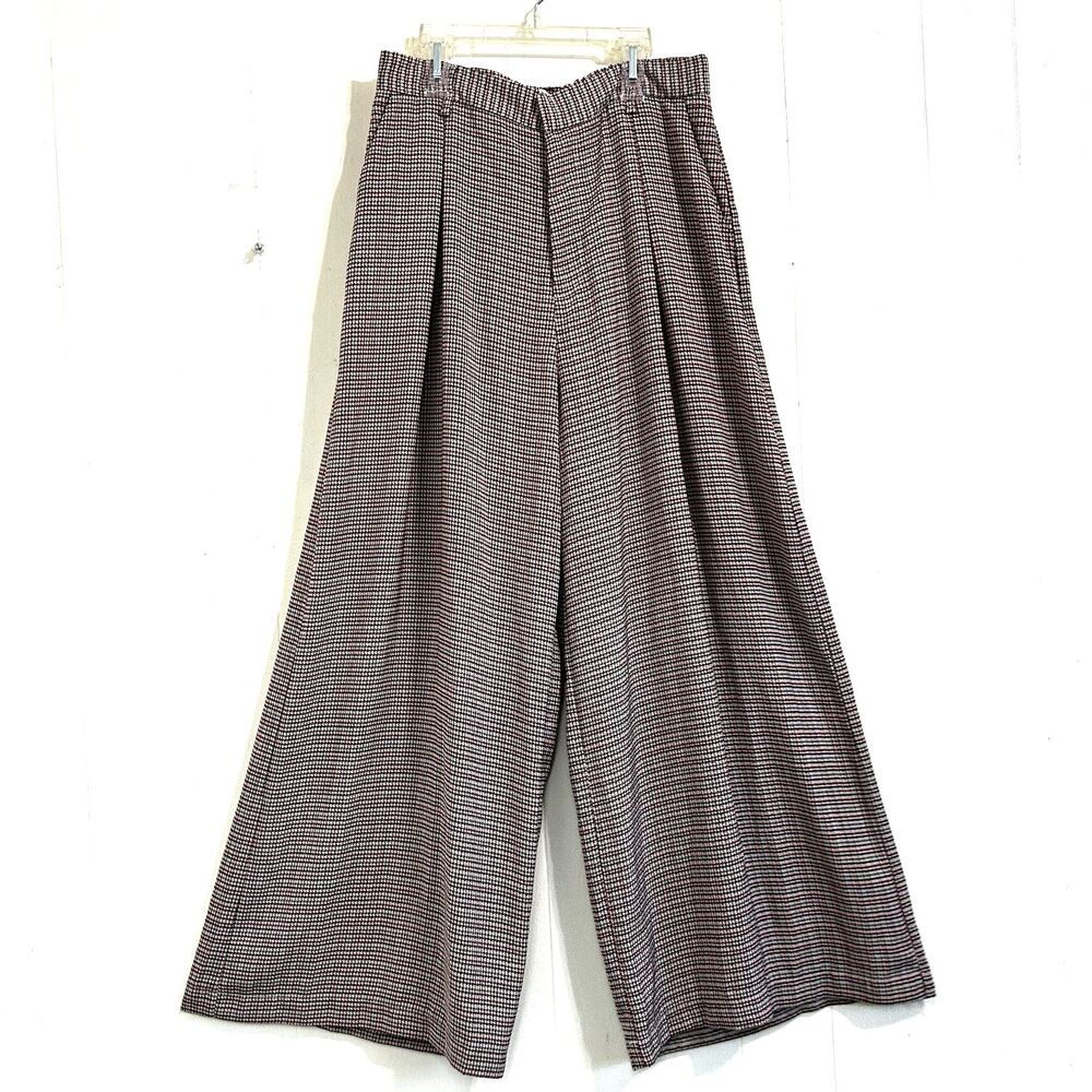 Tronjori Women High Waist Wide Leg Palazzo Pants Size Large Multicolor Trousers